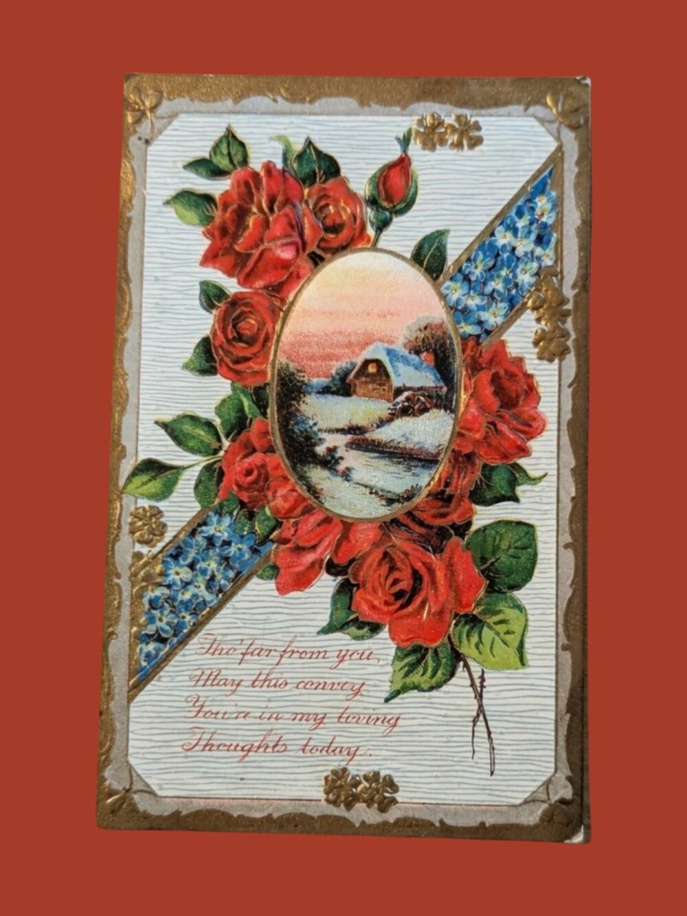 POSTCARD SALE 10/$20 Postmarked 1910 Embossed Winter Cottage German Postcard